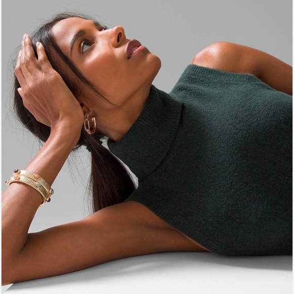 White House Black Market Soft Turtleneck Peplum In Green Spruce NWT M - Picture 3 of 11